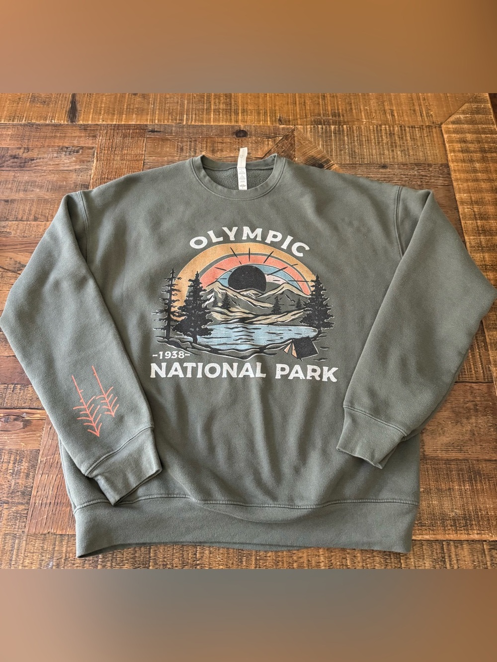 Bella Canvas Olive Green Olympic National Park Crewneck Sweater